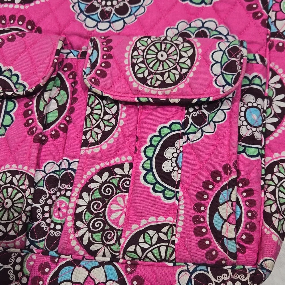 Vera Bradley large computer, book bag. Pink, blue, green, white, burgundy